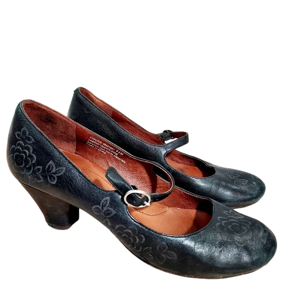 Naya black floral Chalice Mary Jane heels 8.5 - Picture 1 of 12